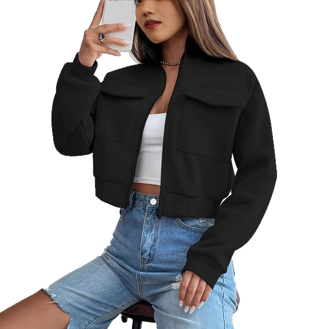 Chaqueta informal corta de moda y cómoda para mujer