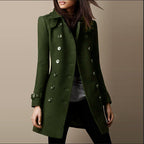Women's Tweed Jacket with Fitted Cut, Elegant Winter Jacket with Button Closure | Perfect for Winter - Green
