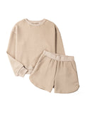 Conjunto de salón para mujer con top texturizado y shorts