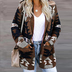 Damen Strickjacke mit Ethno-Muster und praktischen Taschen Drune