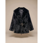 Women's winter jacket with teddy design and belt
