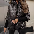 Women's Winter Quilted Jacket with Light Padding - Black