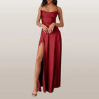 Sleeveless Silk Maxi Dress with Flowing Design | Perfect for Summer - Red