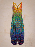 Boho Jumpsuit with Adjustable Straps – Perfect for Summer - Multicolor