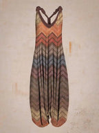 Boho Jumpsuit with Adjustable Straps – Perfect for Summer - Brown