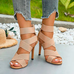 Zapatos de tacón de aguja para mujer con tira cruzada