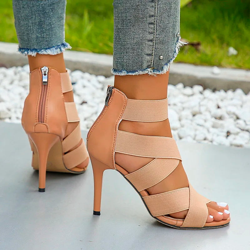 Zapatos de tacón de aguja para mujer con tira cruzada