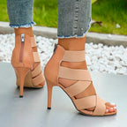 Zapatos de tacón de aguja para mujer con tira cruzada