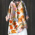 Women's Autumn Blouse with Lightweight Fabric and Flattering Elegant Cut - Floral