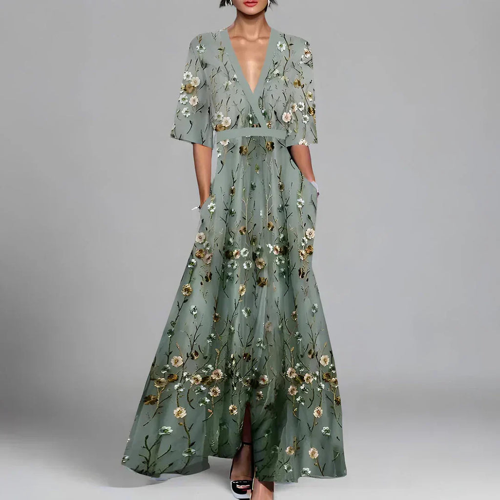 Relaxed-Fit Women's Autumn Maxi Dress with Lightweight, Breathable Fabric and Casual Design - Green