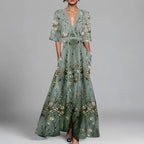 Relaxed-Fit Women's Autumn Maxi Dress with Lightweight, Breathable Fabric and Casual Design - Green