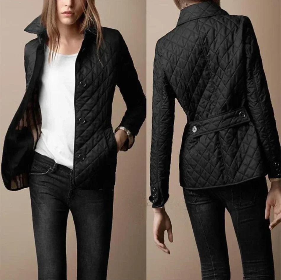 Women's Diamond Button Front Quilted Jacket