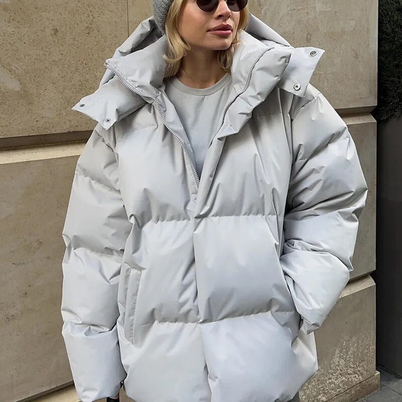 Warm Insulated Puffy Winter Jacket for Women | Perfect for Cold Months - Light Gray