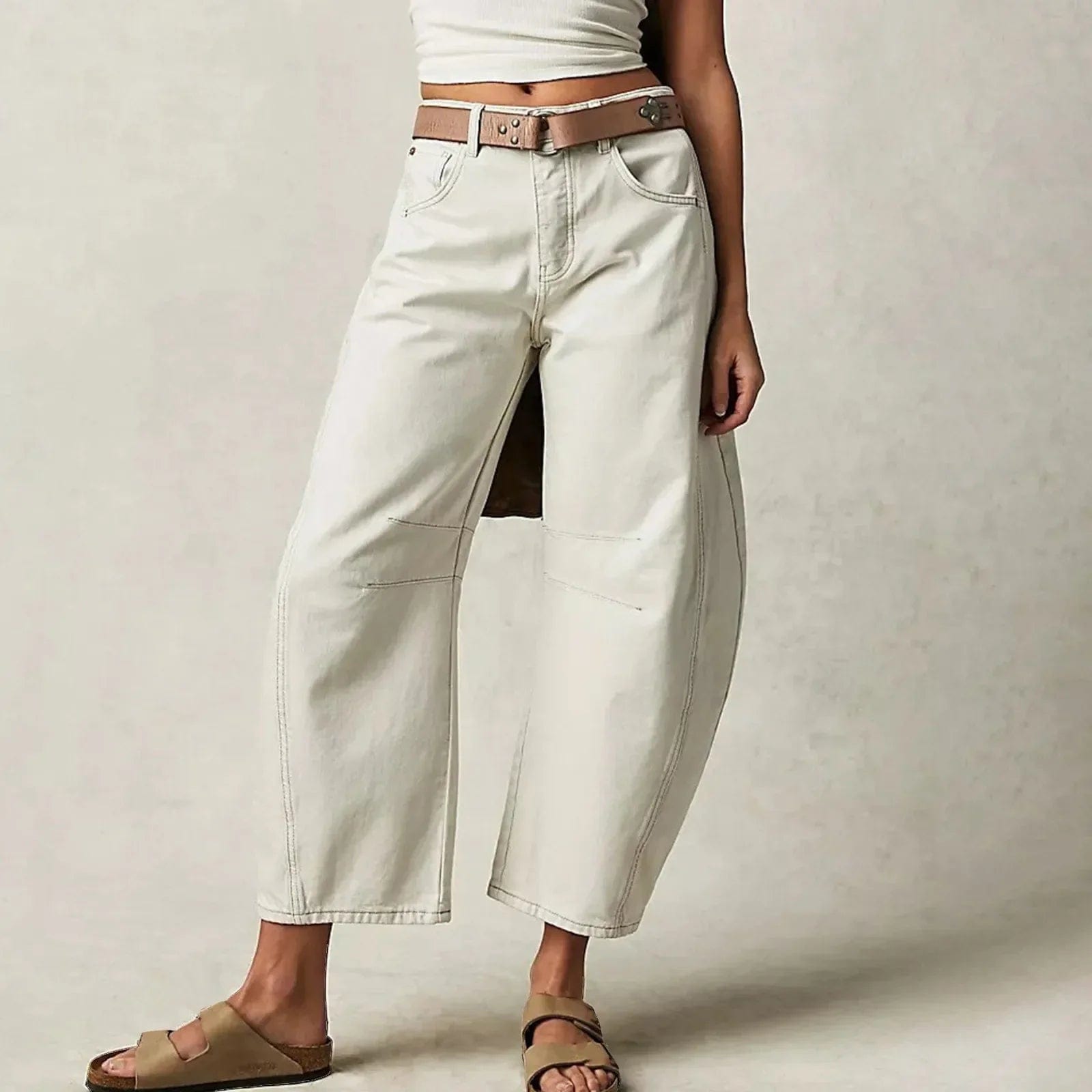 Amara - Women's Wide-Leg Jeans for Autumn - White