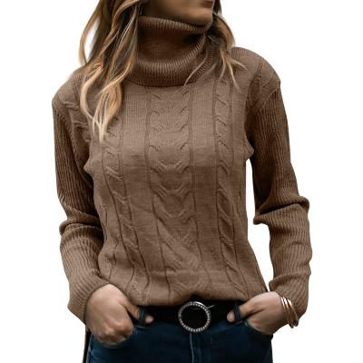 Women's Knit Turtleneck Sweater with Flattering Fit | Perfect for the Cold Season - Brown