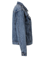 Schicke Oversize-Jeansjacke für Damen mit Perlenbesatz – lässig & stylisch