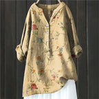 Women's Autumn Blouse with Lightweight Fabric and Flattering Elegant Cut - Yellow