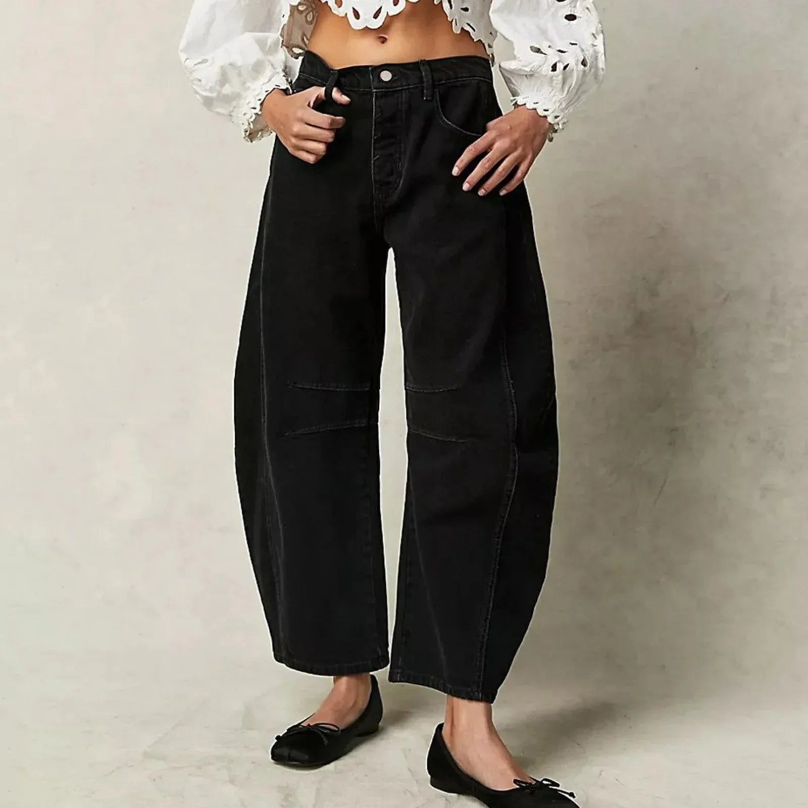 Amara - Women's Wide-Leg Jeans for Autumn - Black