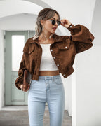 Damen-Kurzjacke mit Taschen und Knöpfen