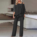 Off-Shoulder Two-Piece Set | Perfect for Evening Occasions - Black