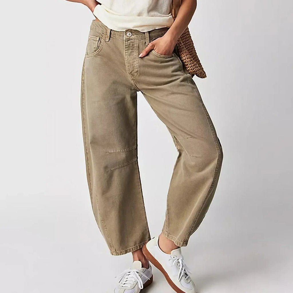 Amara - Women's Wide-Leg Jeans for Autumn - Beige