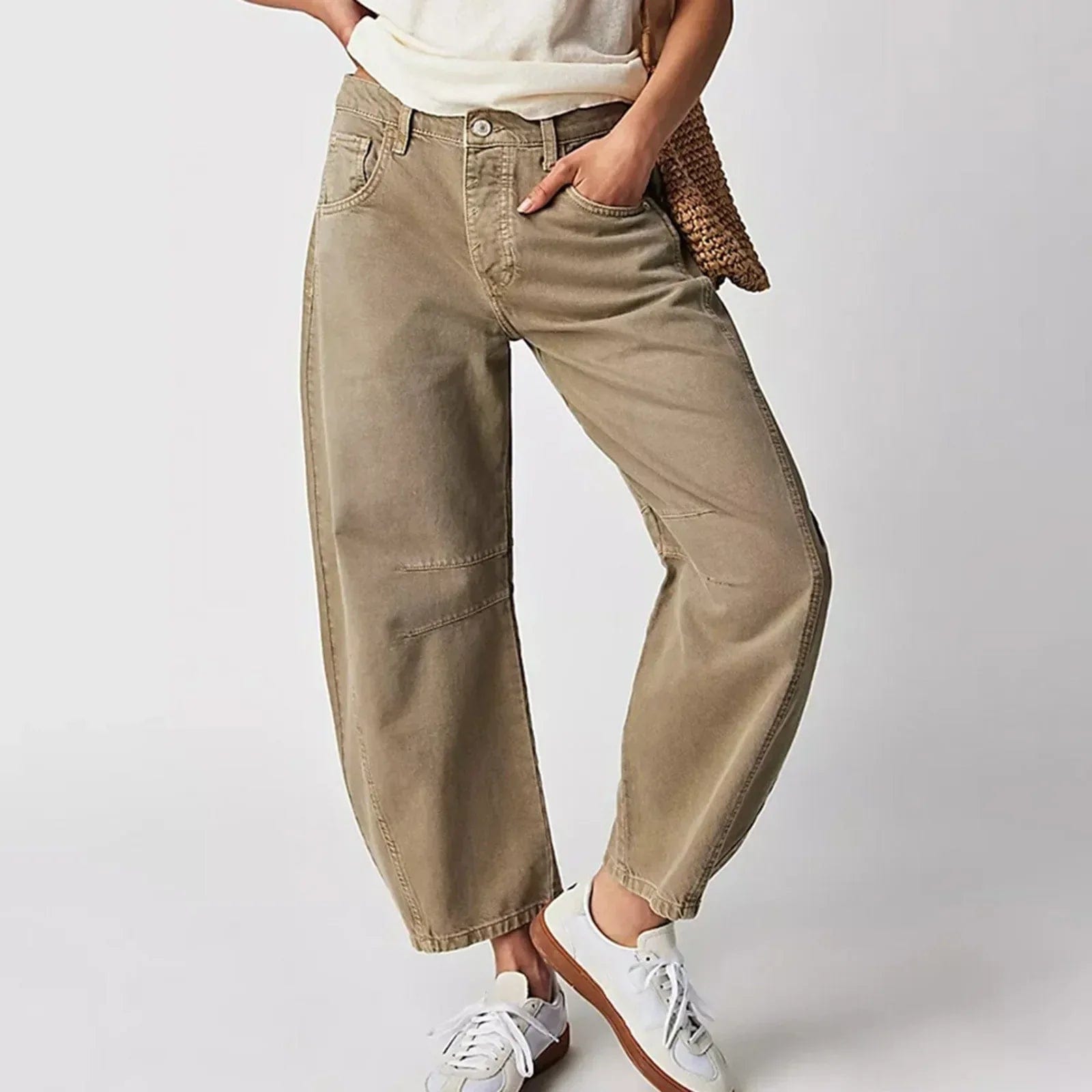 Amara - Women's Wide-Leg Jeans for Autumn - Beige