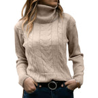 Women's Knit Turtleneck Sweater with Flattering Fit | Perfect for the Cold Season - Beige