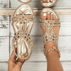 Women's Summer Sandals with Arch Support and Stretch Upper - Gold