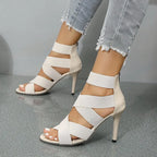 Zapatos de tacón de aguja para mujer con tira cruzada