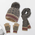 Conjunto de invierno de punto de 3 piezas para mujer