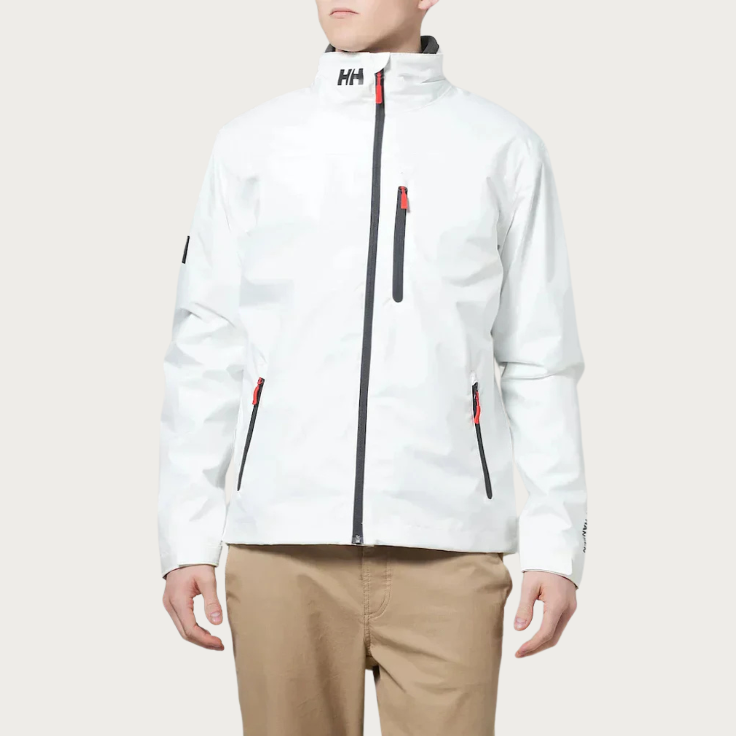 Women's Waterproof Rain Jacket with Hood and Reflective Details - White