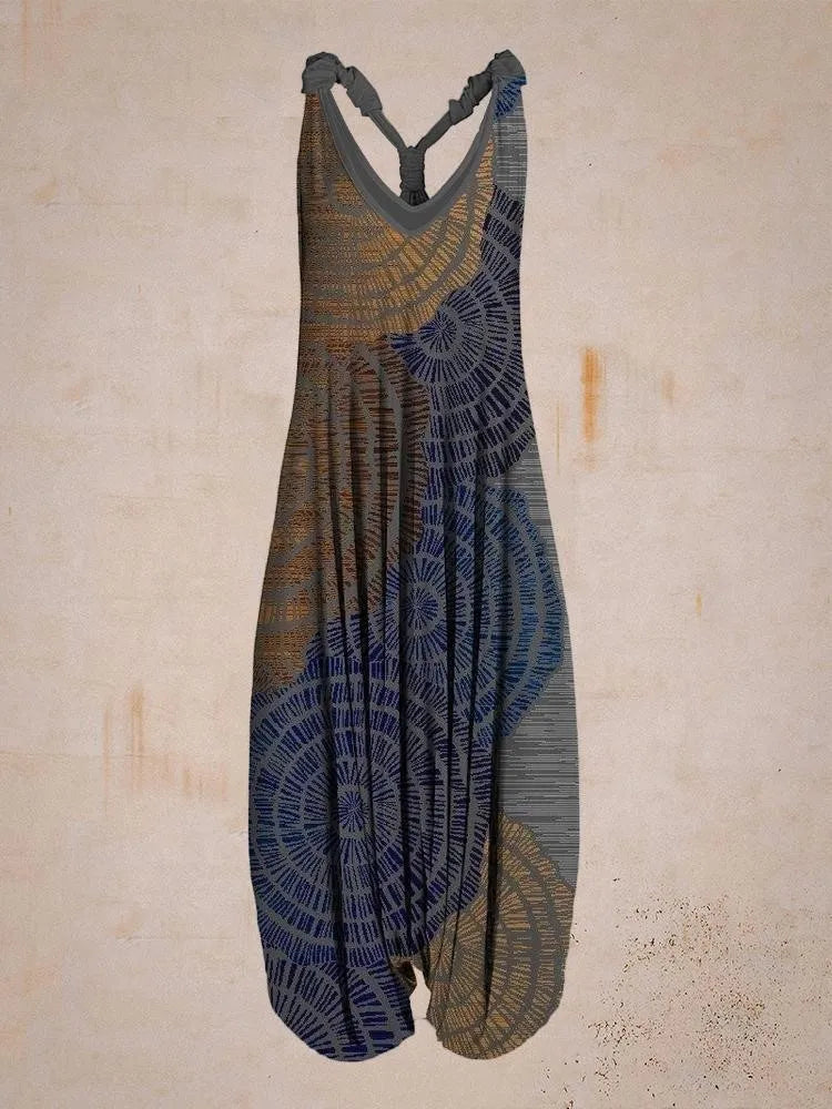 Boho Jumpsuit with Adjustable Straps – Perfect for Summer - Gray