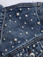 Schicke Oversize-Jeansjacke für Damen mit Perlenbesatz – lässig & stylisch