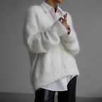 Women's Cardigan, Relaxed Fit, Classic Cut for Cold Winter Days - White