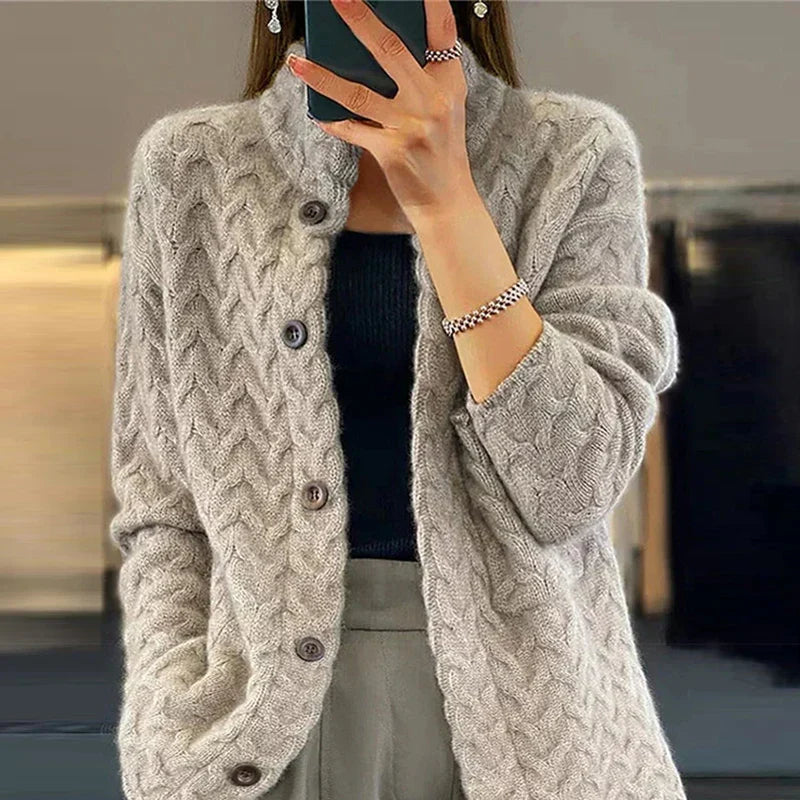Elegant Knit Cardigan, Warm Companion for Autumn & Winter - Beige