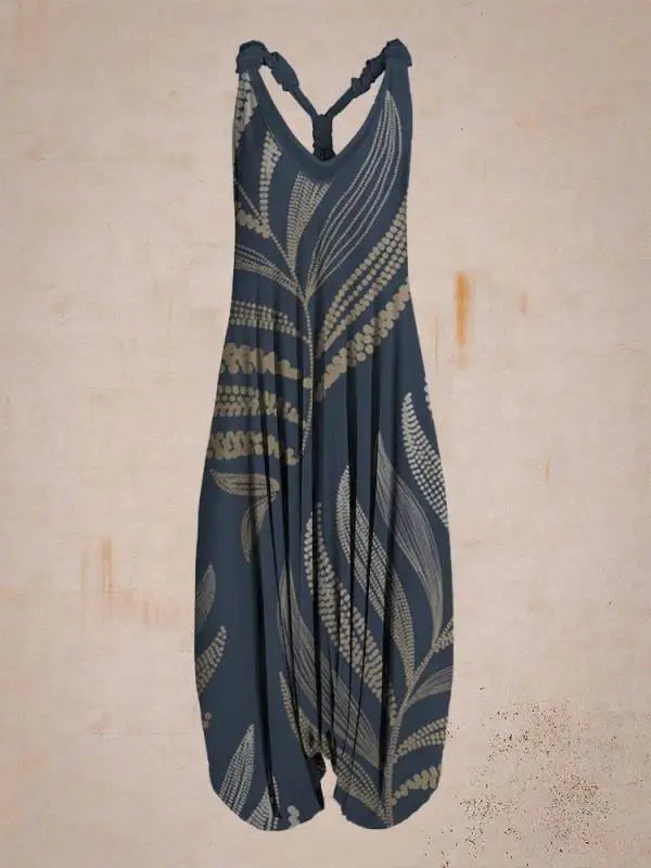 Boho Jumpsuit with Adjustable Straps – Perfect for Summer - Navy