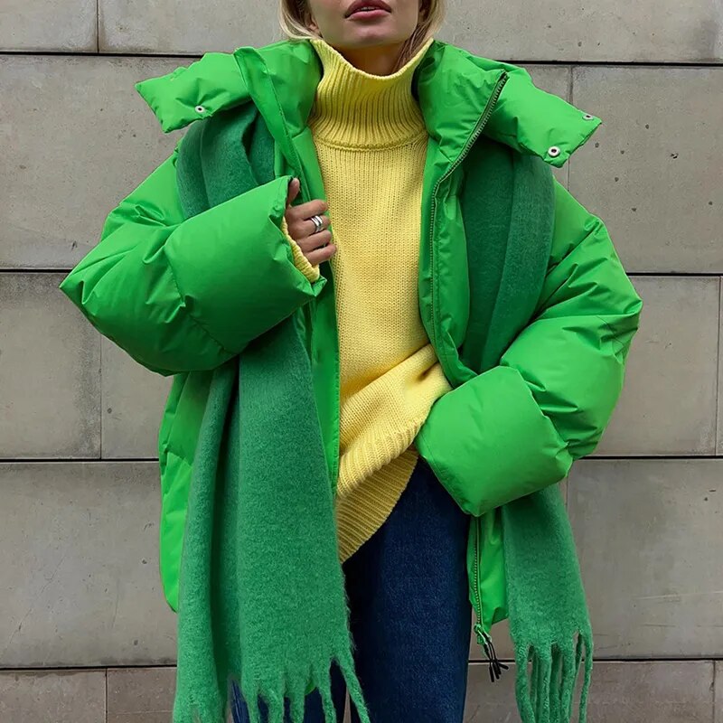 Warm Insulated Puffy Winter Jacket for Women | Perfect for Cold Months - Green