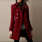 Women's Tweed Jacket with Fitted Cut, Elegant Winter Jacket with Button Closure | Perfect for Winter - Red