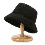 Gorro tipo pescador cálido de lana de cordero para mujer