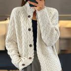 Elegant Knit Cardigan, Warm Companion for Autumn & Winter - White
