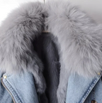 Luxuriöser Jeansmantel für Damen mit herausnehmbarem Pelzfutter