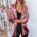 Winter Sequin Blazer for Women - Pink