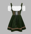 Munich Oktoberfest Off Shoulder Green Waist- Bavarian Dress Folk Style