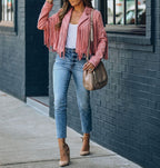 Damenjacke aus Wildleder mit Fransen – im Vintage-Stil