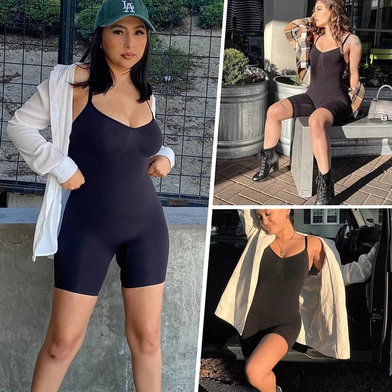 Nahtloser formender Bodysuit mit verstellbaren Trägern