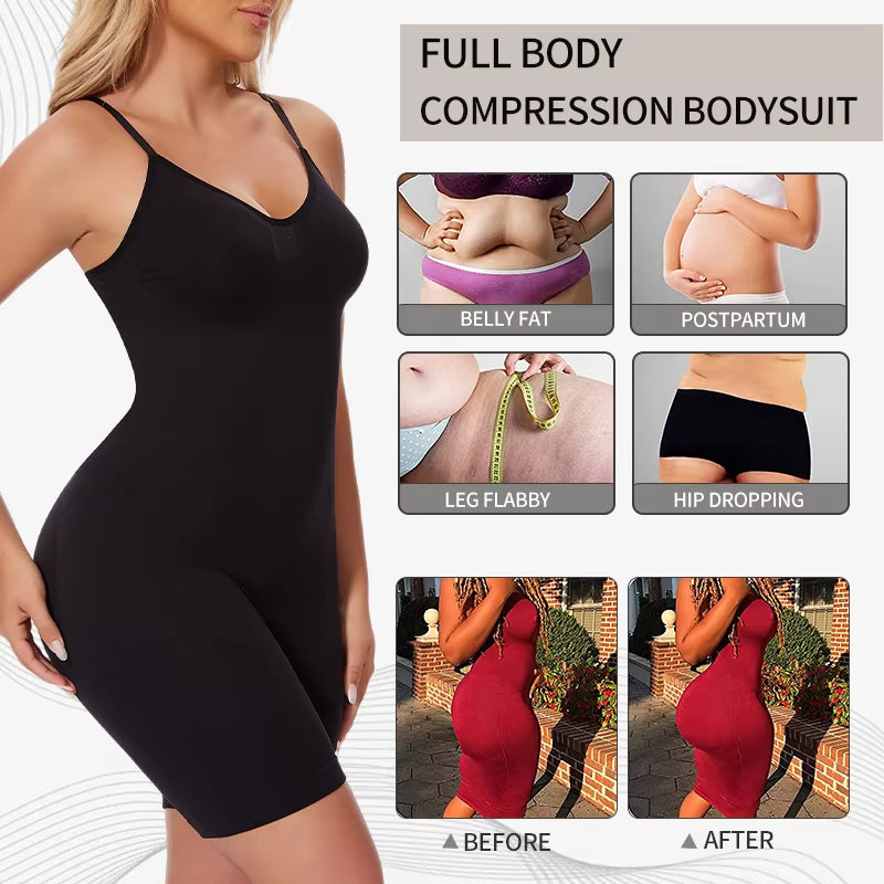 Nahtloser formender Bodysuit mit verstellbaren Trägern