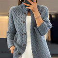 Elegant Knit Cardigan, Warm Companion for Autumn & Winter - Gray