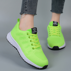 Women's Sport Sneakers with Breathable Knit Upper and Flexible Sole - Green