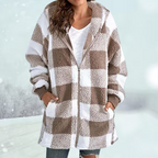 Plaid Winter Jacket with Hood and Pockets | Perfect for Cold Winter Days - Khaki