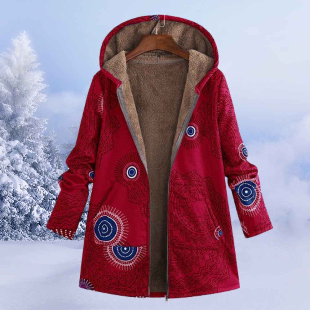 Long Quilted Puffer Winter Jacket with Hood | Perfect for Cold Winter Days - Wine Red